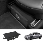 Front Under-Seat Fingerprint Anti-Theft Privacy Gunsafe Organizer Lockbox for Tesla Model Y(2020-2024)